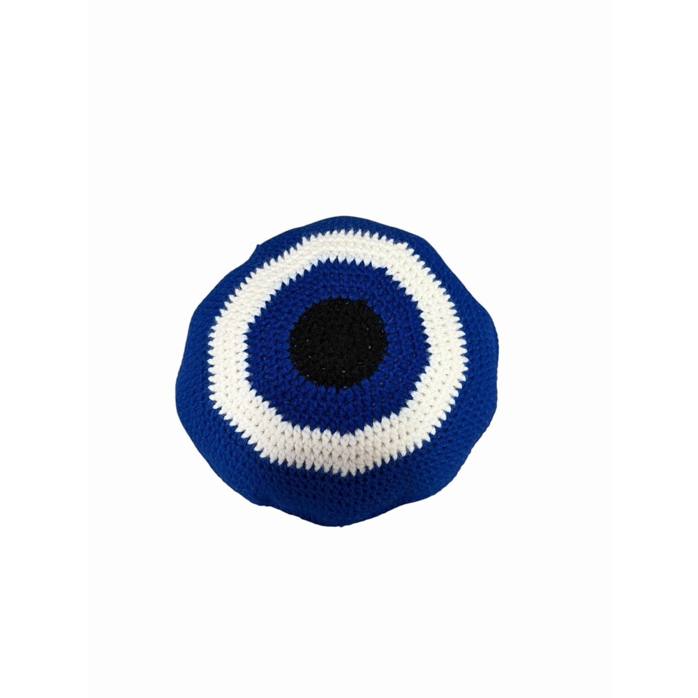 New Handmade Crochet Throw Pillow blue evil eye 10 inches